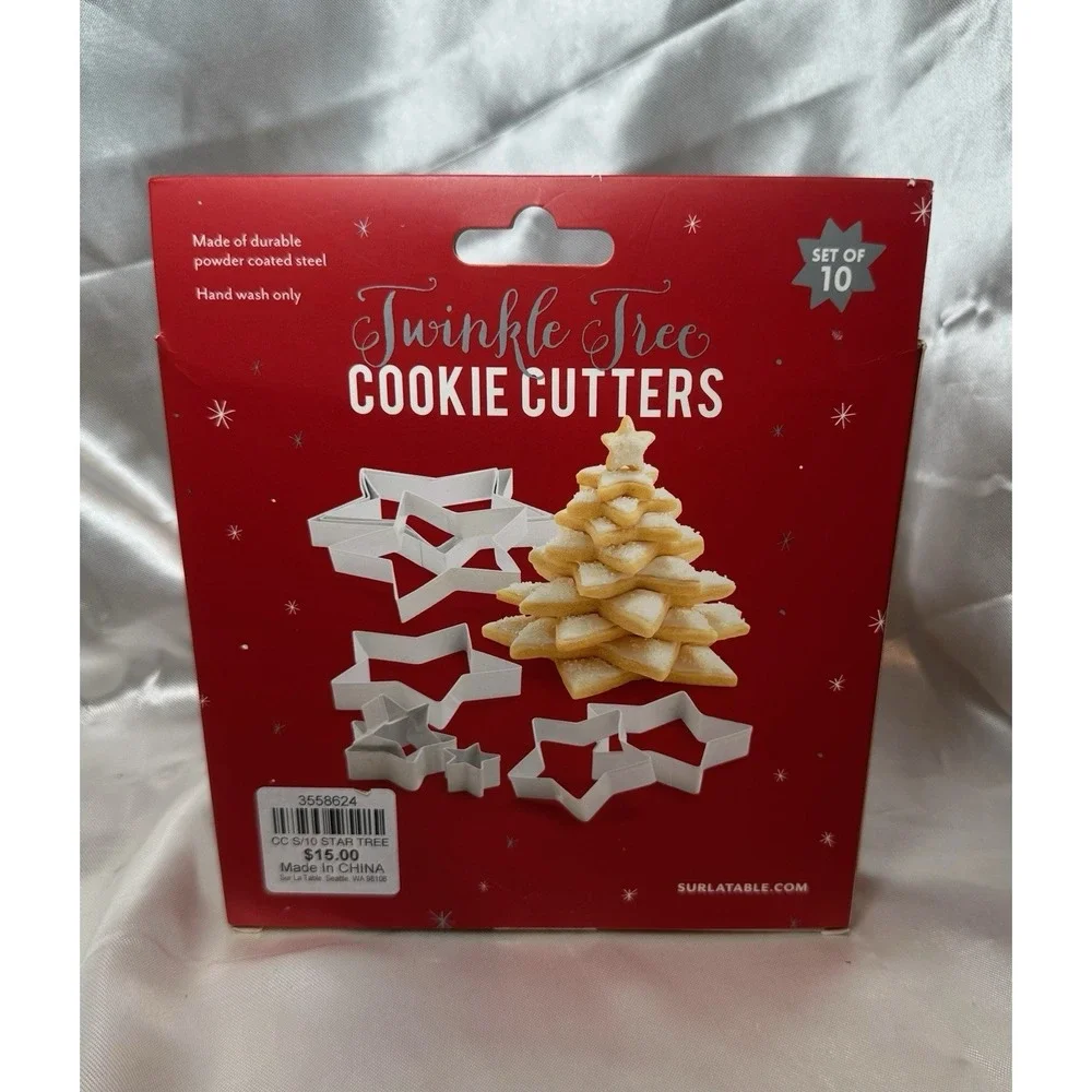 Sur la Table Christmas Tree Metal Cookie Cutters Twinkle Star 10 Cutter Gift NEW